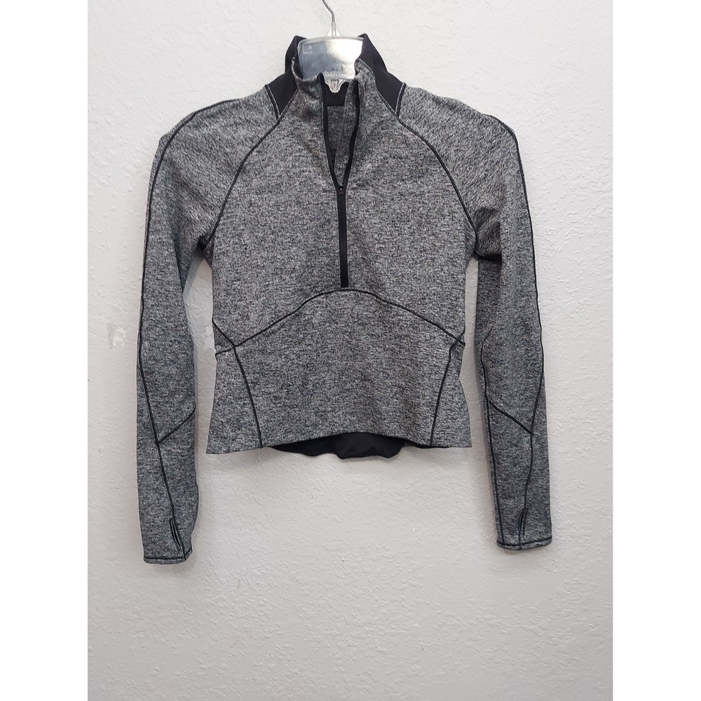Lululemon Always Alert Pullover Womens 6 Heathered Black 1/2 Zip Thumbholes